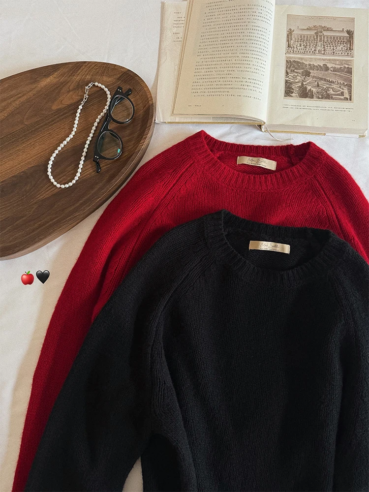 

Шерстяной вязаный свитер Earth00 с круглым вырезом, облегающий, универсальный, осенне-зимний, женский, модный, теплый, утолщенный, с длинными рукавами