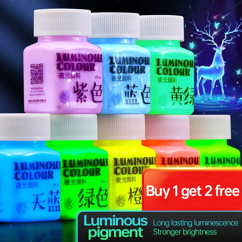 Fluorescent Acrylic Pigment 58ml Luminous Pigments Hand Painted DIY Textile Wall Light Absorbing Paints