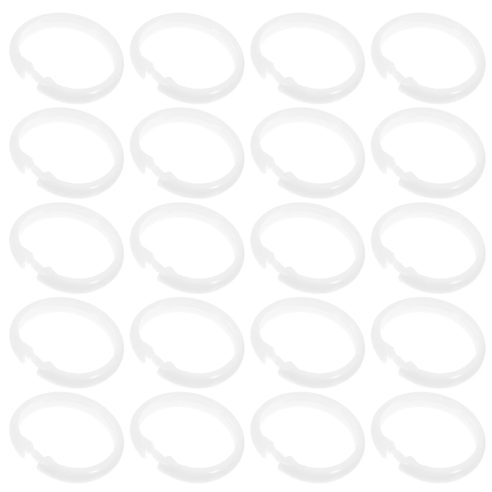 50 قطعة من حلقات الستائر البلاستيكية المستديرة، حاملات الستائر السميكة لنافذة الدش، خطافات قضيب الستارة، شماعات قضيب الستارة