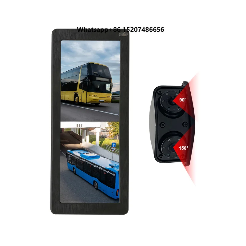 12.3 Inch IPS Side Mirror  System Big Trucks Waterproof Split Screen Night View 12-24V 1 Year Warranty