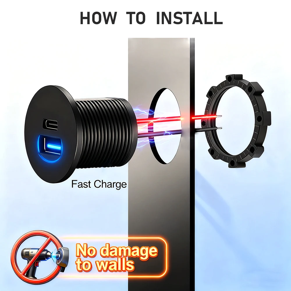 12 فولت/24 فولت RV منفذ USB شاحن سريع PD3.0 و QC3.0 شاحن سريع 48 واط شحن المقبس ل RV شاحن فان مقطورة قارب عربة جولف