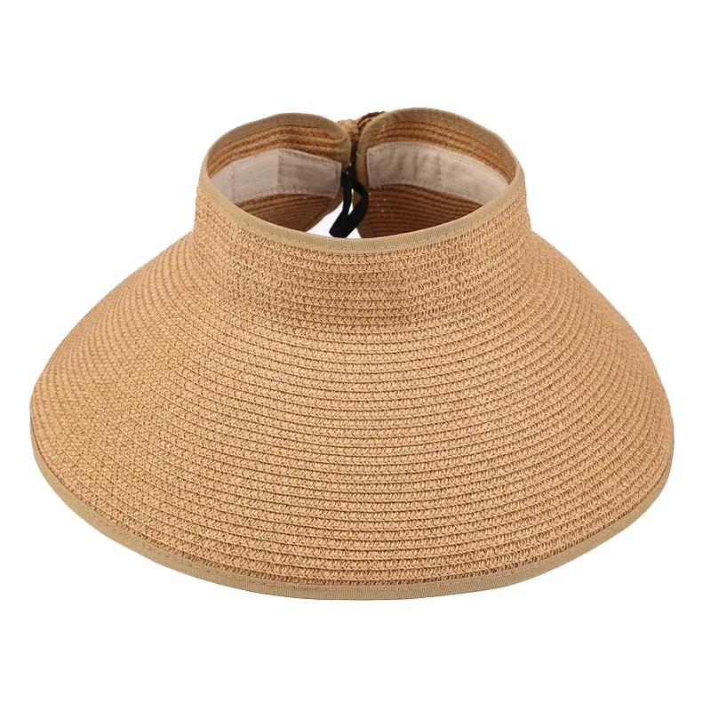 Women Roll Up Sun Visor Wide Brim Straw Hat Summer Foldable Packable UV Protection Cap for Beach Travel Bonnet