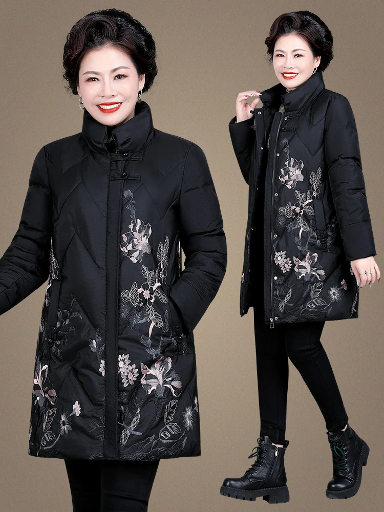 

Faionable Mid-Length down Cotton Jaet for Middle-Aged Women andmother Sle Coat Thi Winter Outerwear for 50s Ladies