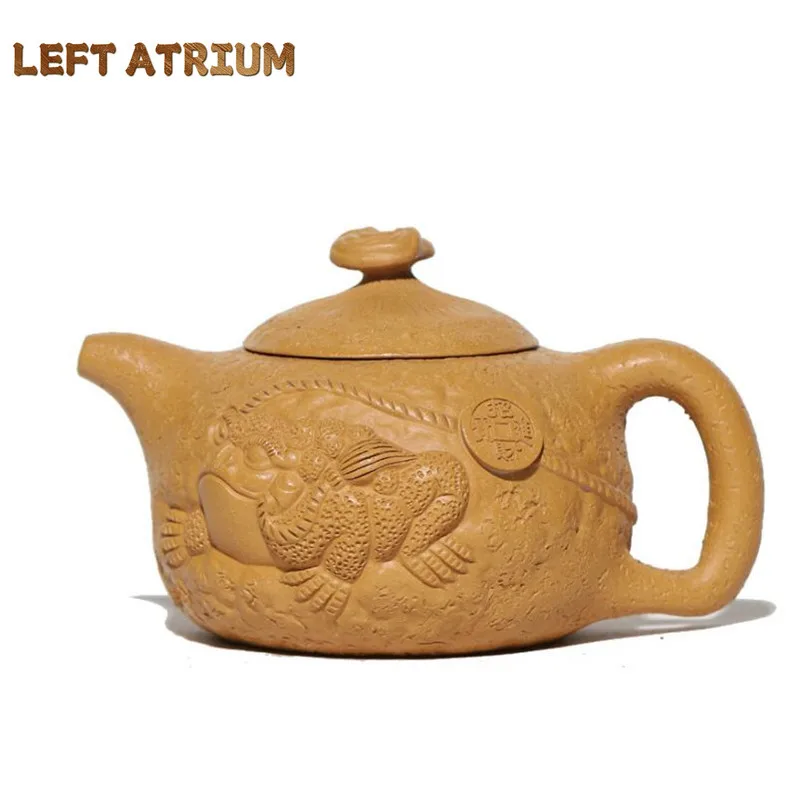 340ml Chinese Yixing Purple Clay Teapots Large Capacity Handmade Raw Ore Gold Section Mud Tea Pot Kettle Tradition Zisha Tea Set