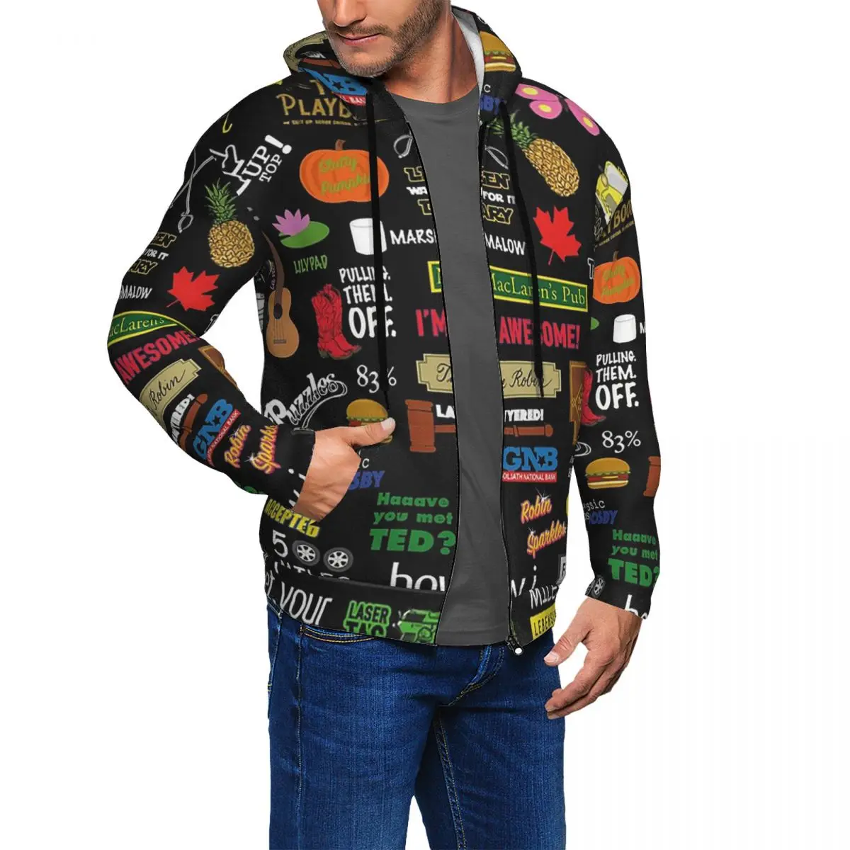 How I Met Your Mother HIMYM TV Show Collage Zipper Hoodie Harajuku Pullover Autumn Winter Men Women Sweatshirts Long Sleeve Tops