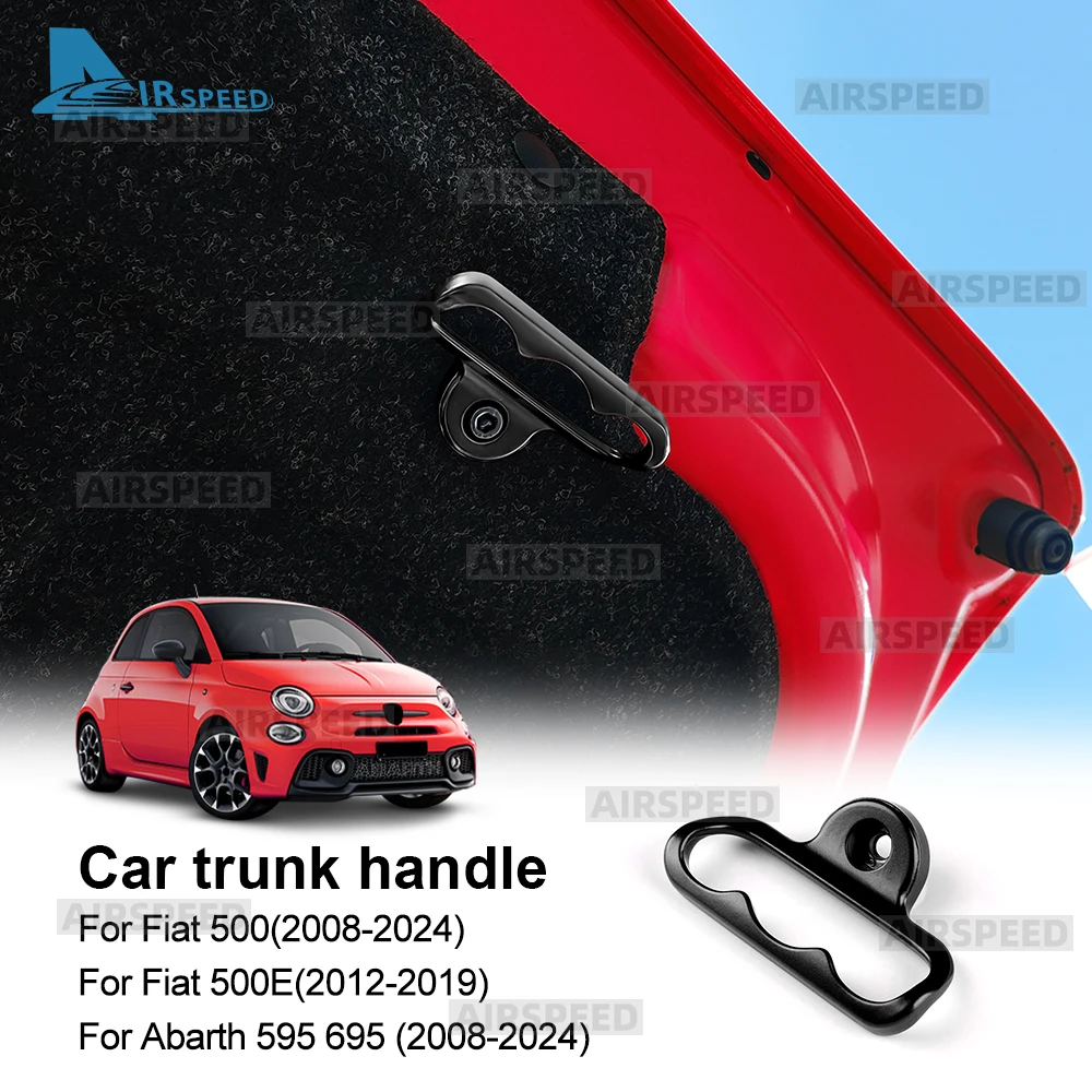 Image of Auto Hinten Stamm Tür Abdeckung Für Abarth 595 695/Fiat 500 2008-2024 Für Fiat 500E 2012-2019 Aluminium Legierung Griff Zubehör