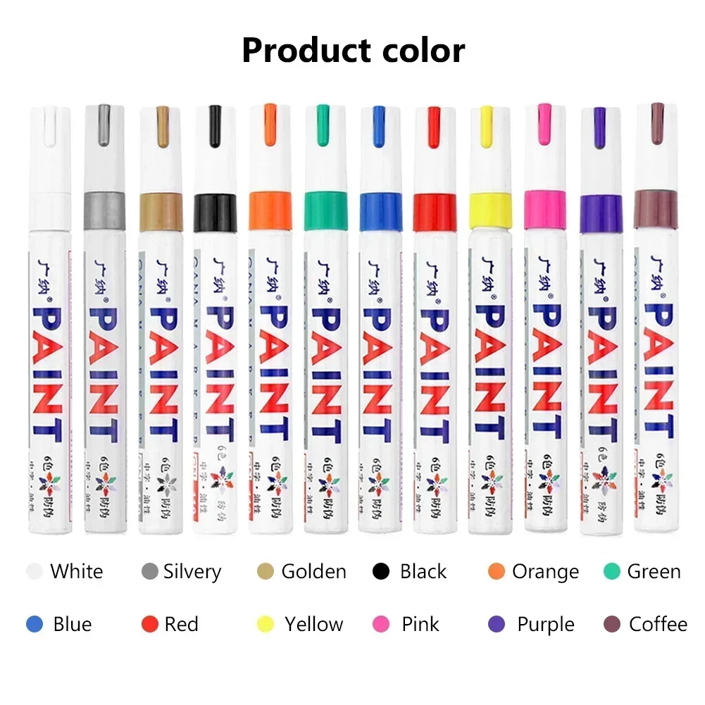 6 Stück bunte permanente ölige Farbmarker, wasserfest, weiße Marker, Reifenprofil, Gummi, Stoff, Farbe, Metall, 12 Farben – Detail 6