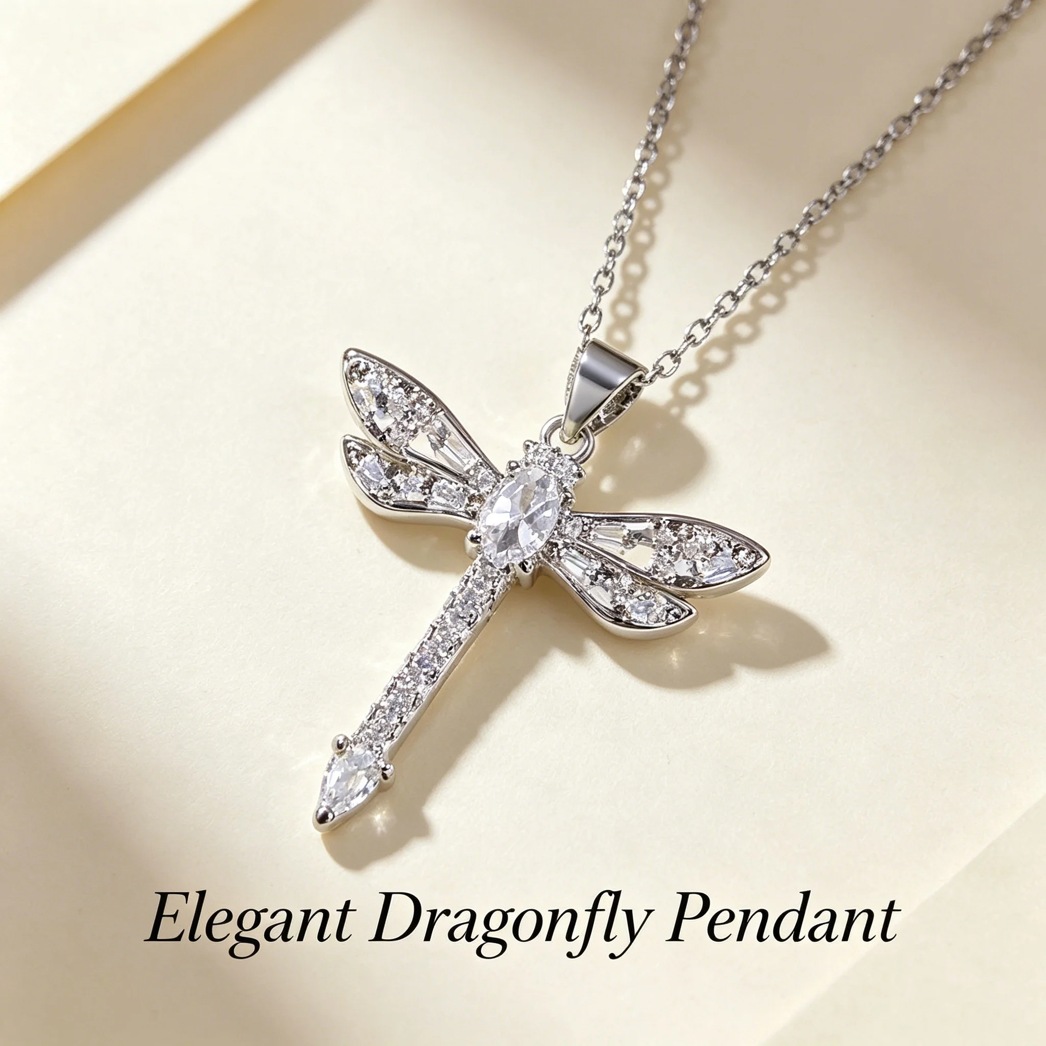 Elegant Dragonfly Pendant Necklace Mixed-Cut Pavé Delicate Chain Nature-Inspired Daily Wear Gift