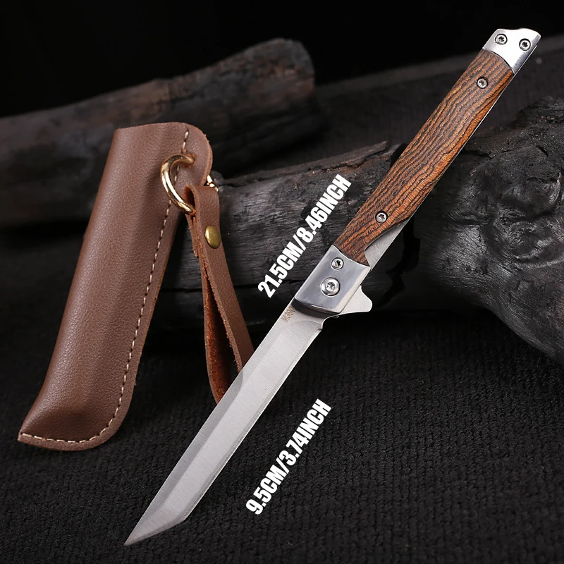 Damascus Pattern Folding Knife Outdoor Self-Defense Knife High Hardness Folding Knife Camping Survival Knife Tactical faca fruta