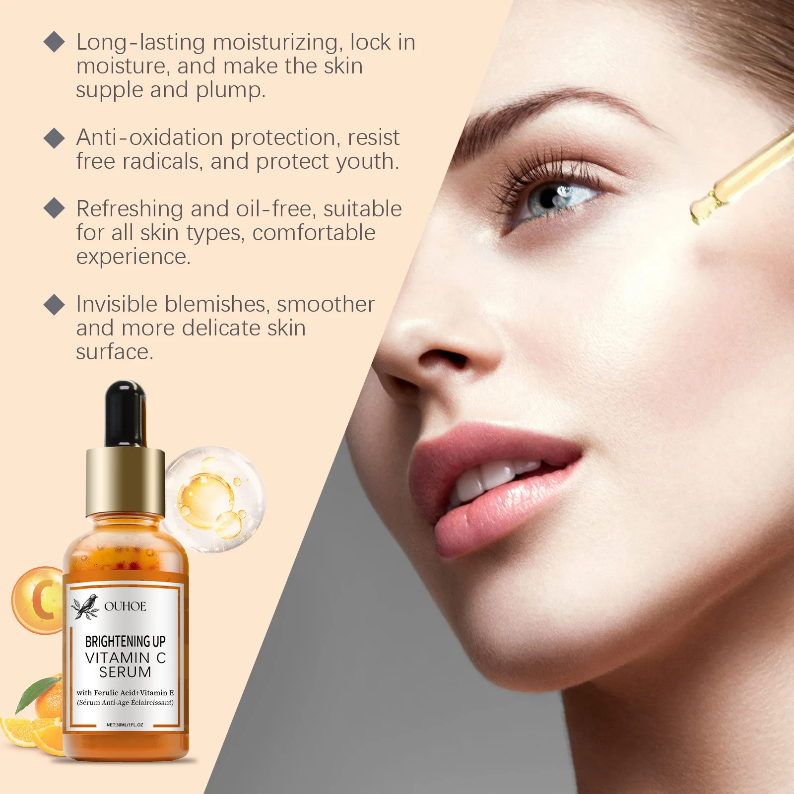 Vitamin C Brighten Essence Moisturizing Fade Melanin Lift Hydrate Firming Deep Repairing Anti-Dry Shrink Pores Lightening Serum