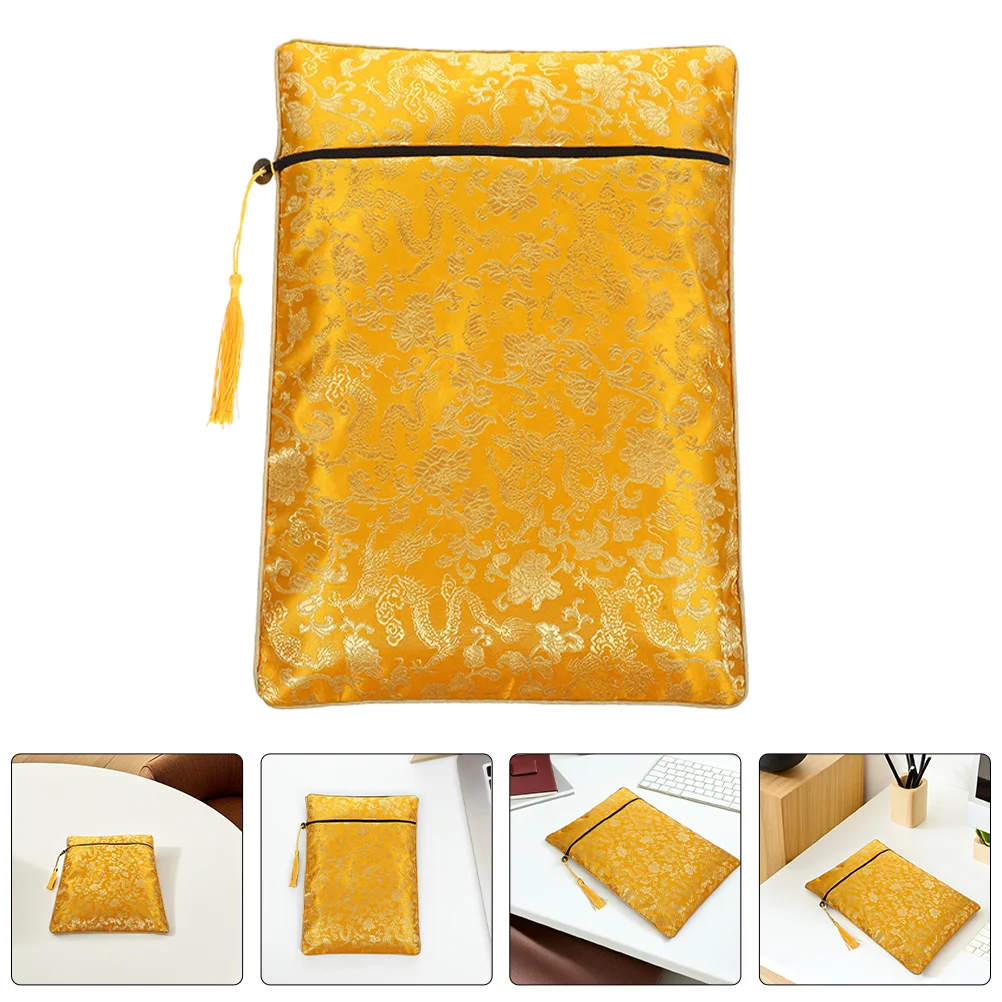 

2 Pcs Security Clip Key Zipper Bag Power Switch Pencil Bags with Sleeve Yellow Cloth Student Case Storage