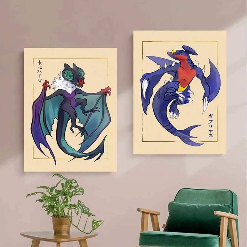 Pokemon Cartoon Poster Rayquaza Pikachu Gengar Charizard Anime Action Figures Canvas Painting Wall Decoration Poster Kids Toy