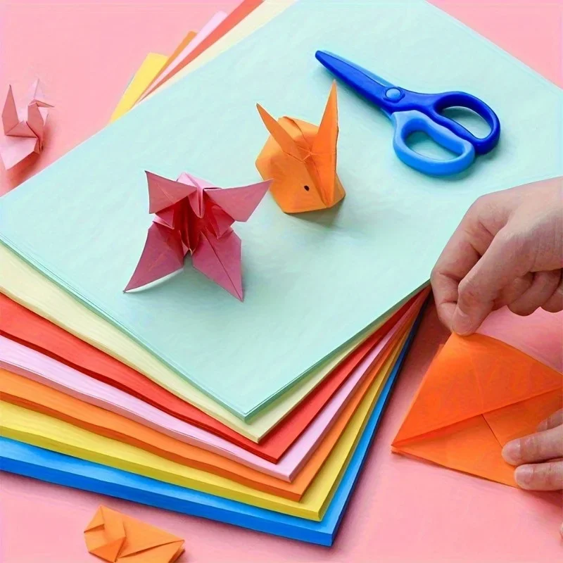 Origami Paper Double Sided Color 100 Sheets 10 Colors  A4 Easy Fold Paper for Beginner Craft Paper Crane Kid Handmade Stationery