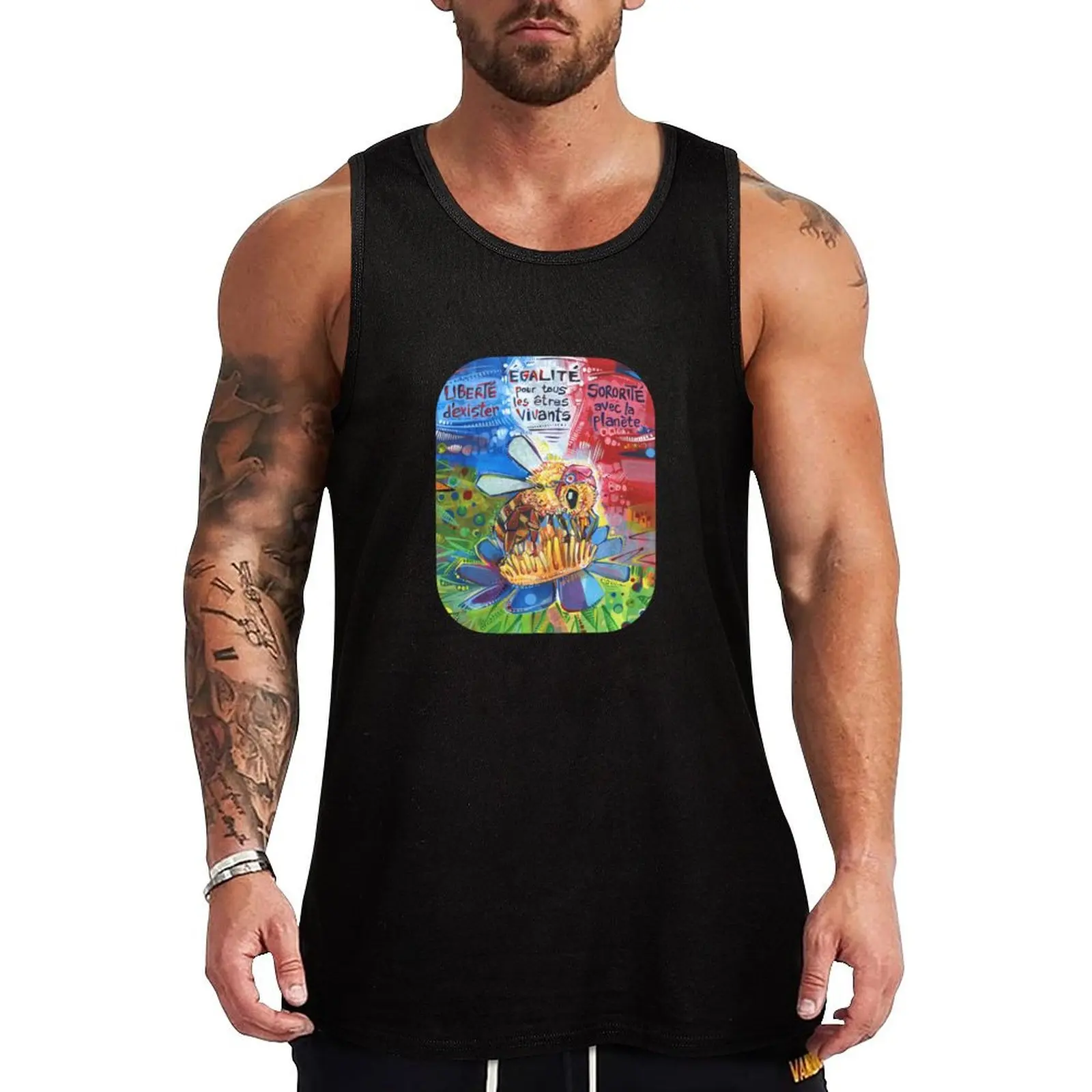 Liberté, égalité, Sororité (Bee Marianne Painting) - Camiseta sin mangas deportiva 2024, camiseta sin mangas para gimnasio y fitness