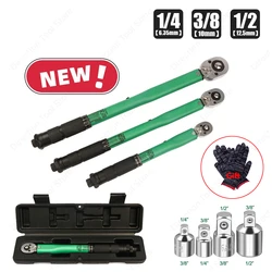 2-210N.m Torque Wrench 1/2 3/8 1/4 Precise Reversible Ratchet Torques Key Professional Bicycle Motorcycle Car Automotive Tool