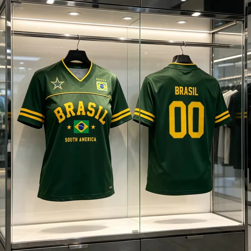 Summer Brazil Quick Drying Breathable T-shirt, Suitable for Parent-child Wear, Printed with South American Flag Star Pattern