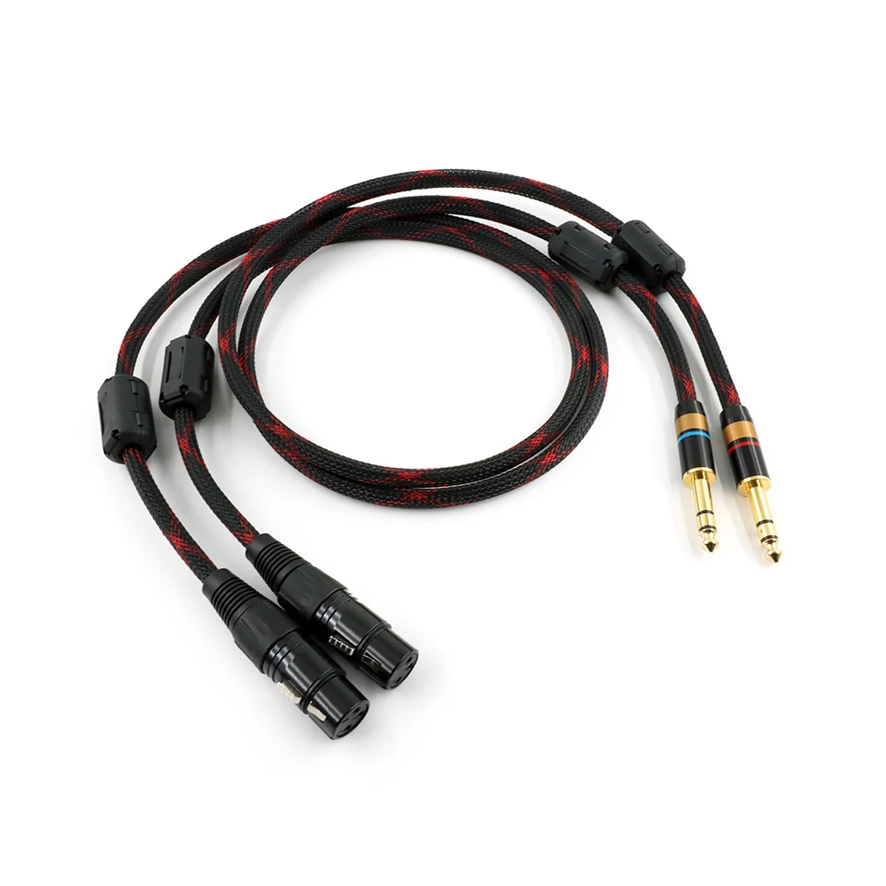 

1 Pair HIFI Dual 6.35mm to DUal XLR Female Audio Cable 4N OFC 6.5 TRS to 2 XLR Audio Wire