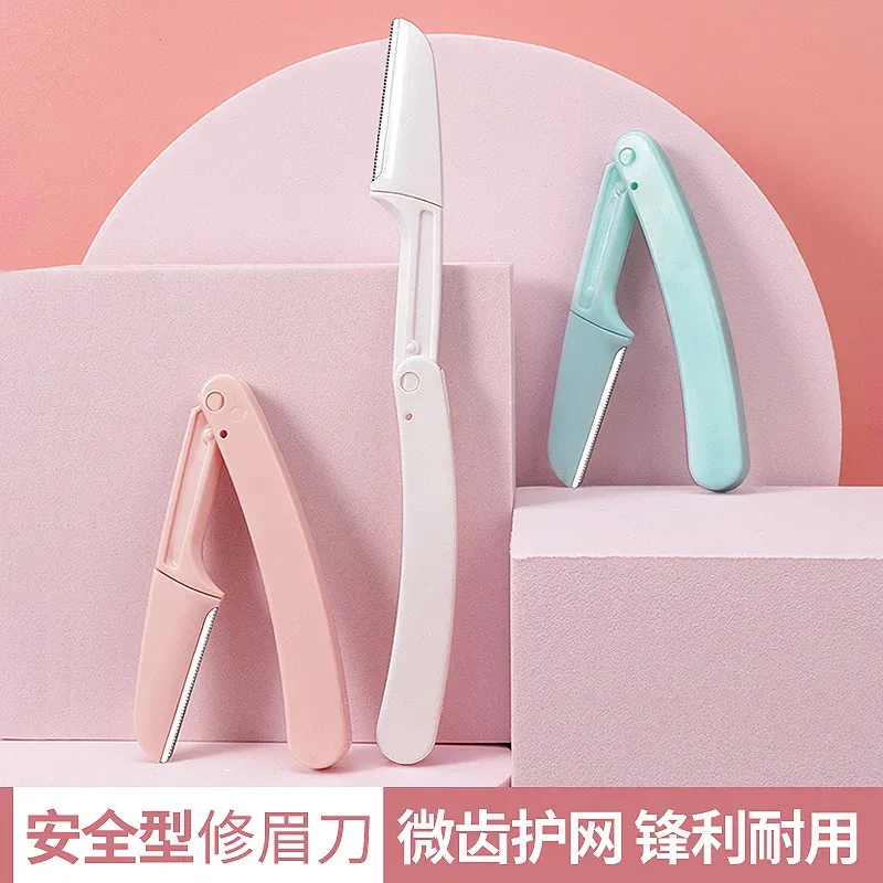 3pcs 안전 접이식 숙녀 얼굴 면도기 눈썹 트리머 블레이드 안티 스크래치 면도기 메이크업 도구 눈썹 트리머 여성용 얼굴 면도기