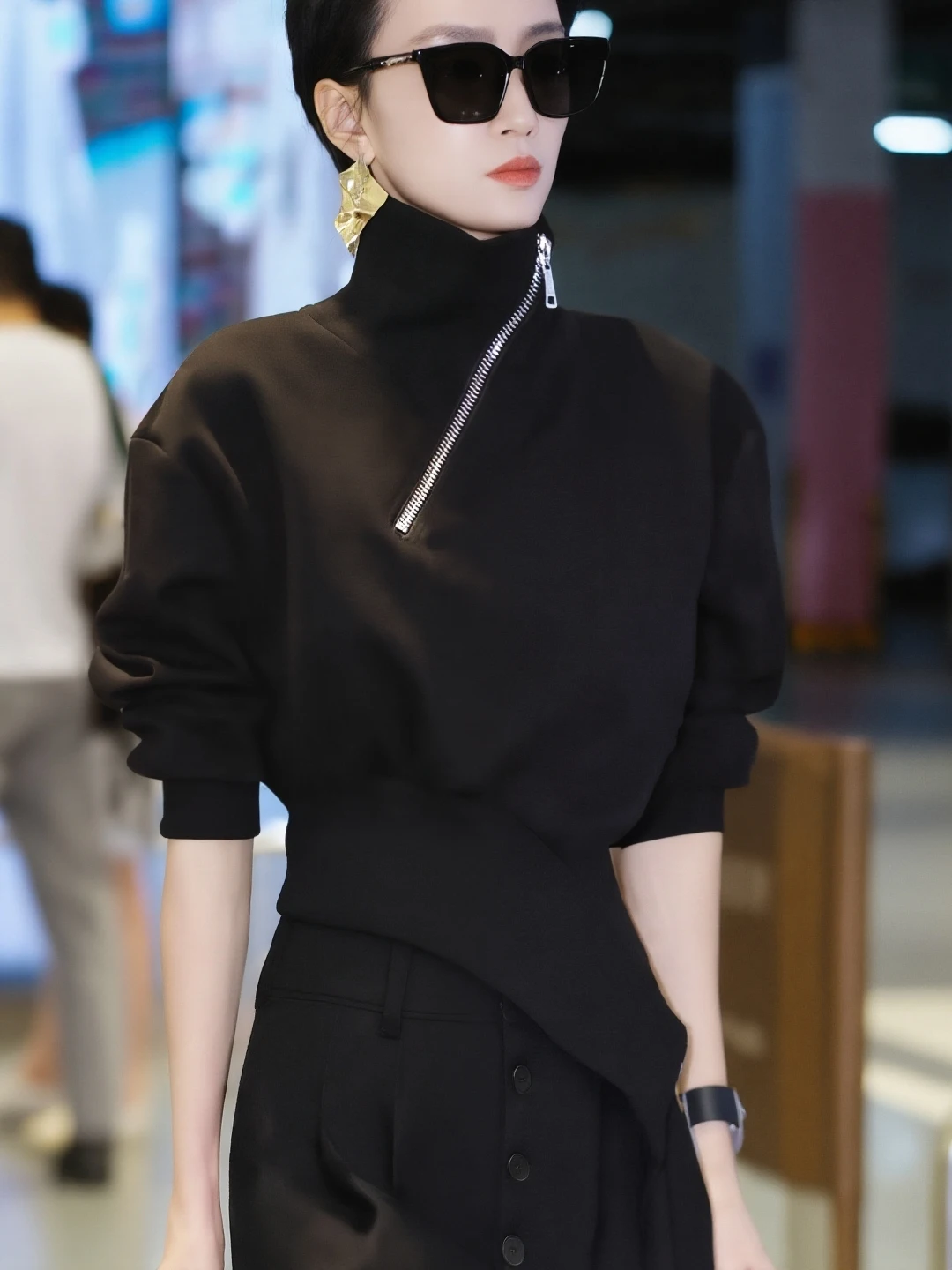 

Casual f-Zipper Stand Collar Sweatirt Women's Spring Autumn Irregular Hem High-End Feelings Comfortable Breathable Long ...