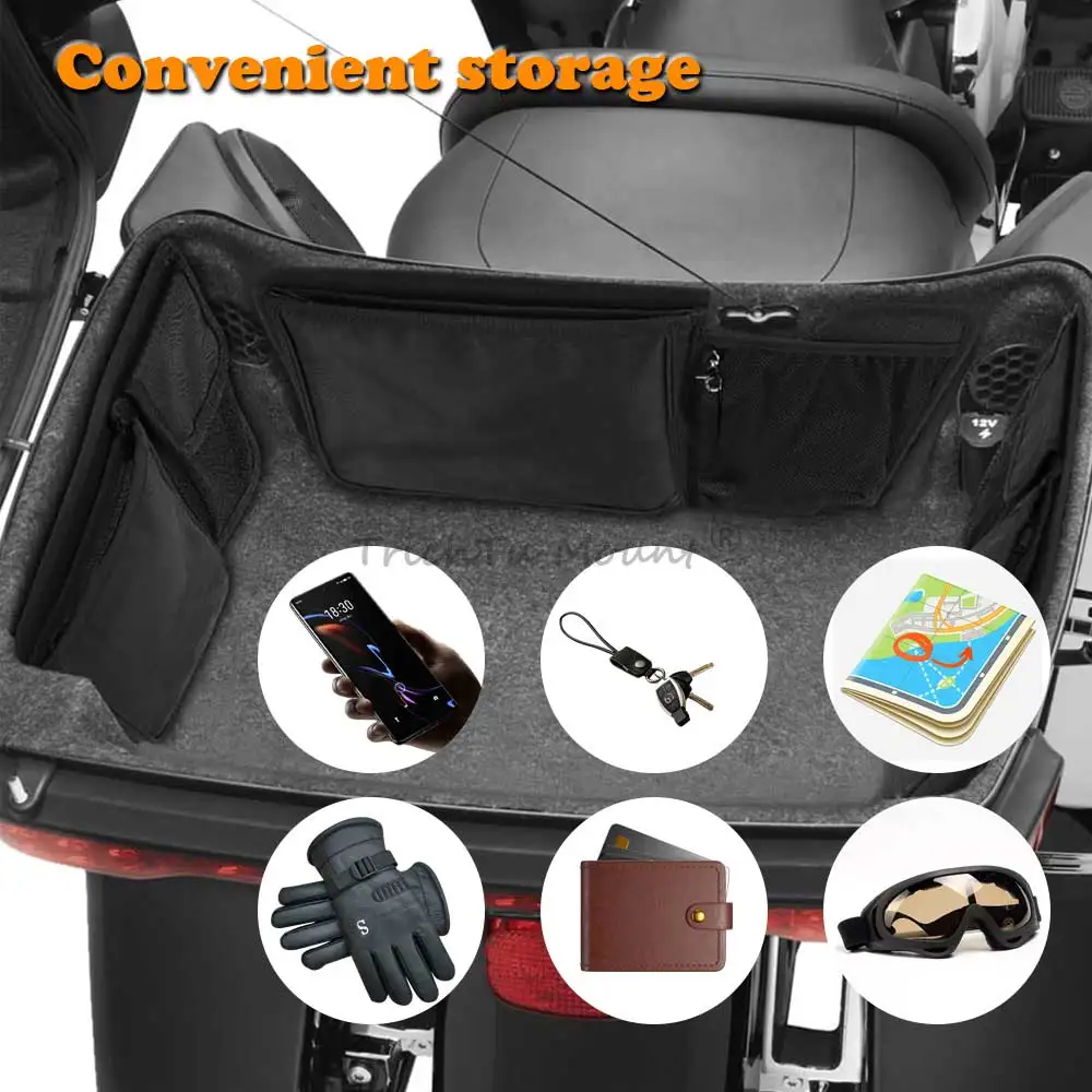 Black Trunk Liner Organizer Inner Bag Saddlebag Pouch For Harley Touring Glide Tri Glide 14+ With Tour Pack Luggage Motorcycles
