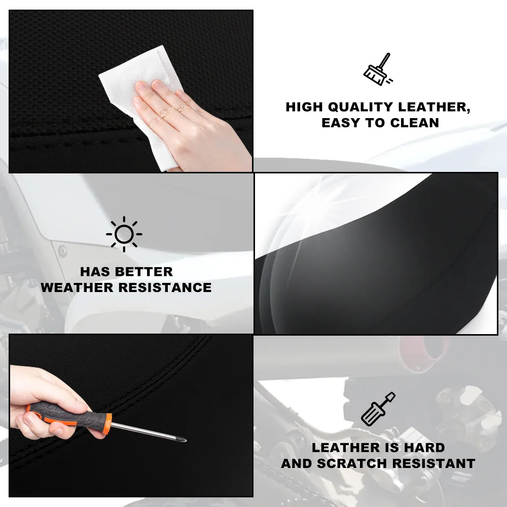 دراجة نارية عدم الانزلاق غطاء مقعد صالح لياماها رابتور 700 رابتور 700R 2006-2024 بولي كلوريد الفينيل الجلود مخطط قبضة القابض غطاء مقعد رغوة