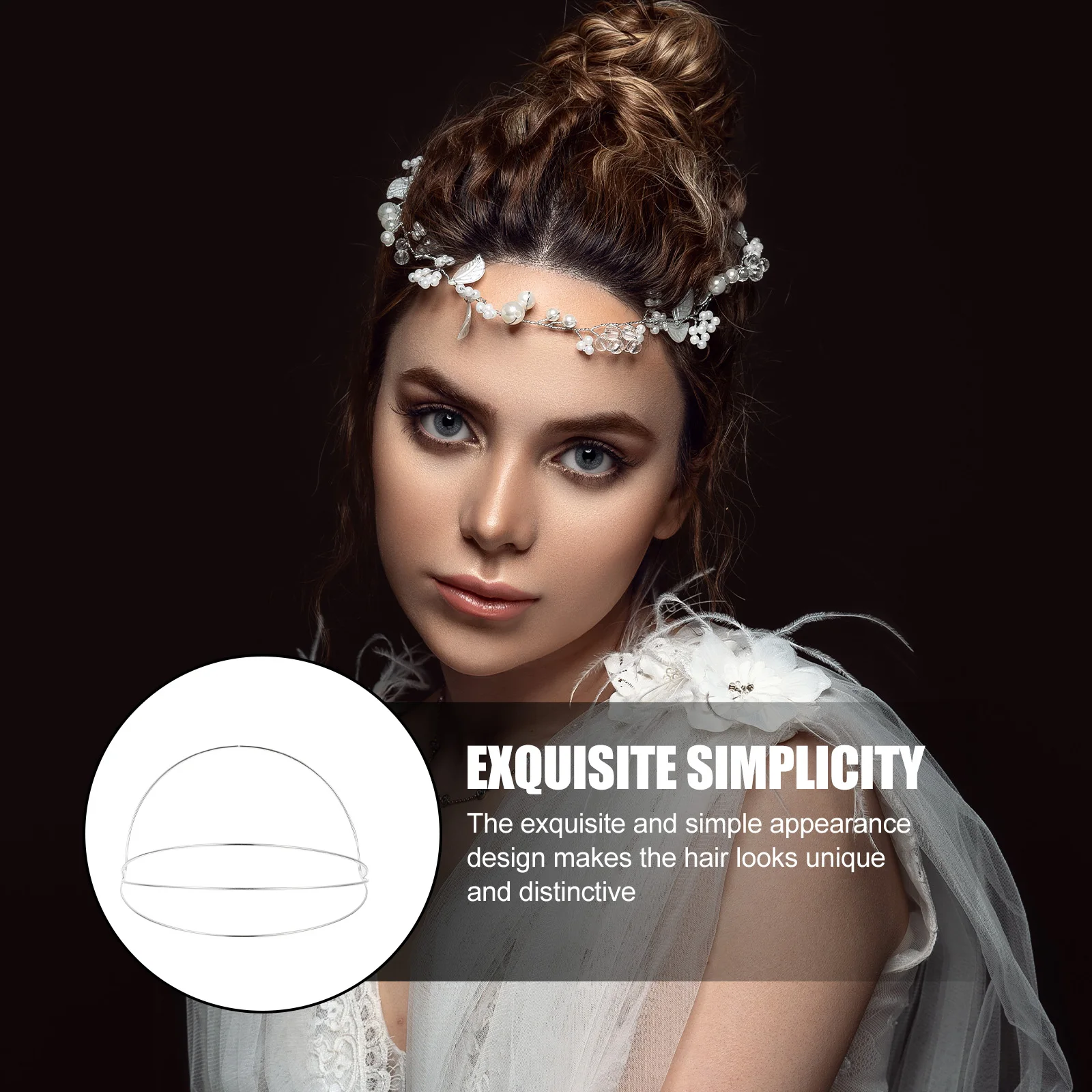 

2pcs Crown Base DIY Frame for Hair Tiara Accessories Women Wedding Party Hanfu Electroplated White Headband Headdress