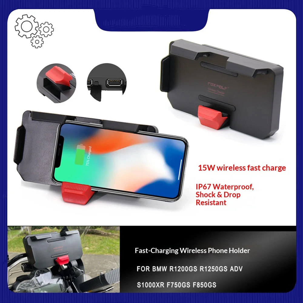 For BMW R1250GS ADV Wireless Charge Mobile Phone Navigation Bracket R 1250 GS R1250 GS Motorcycle Wireless Charging R1200GS ADV