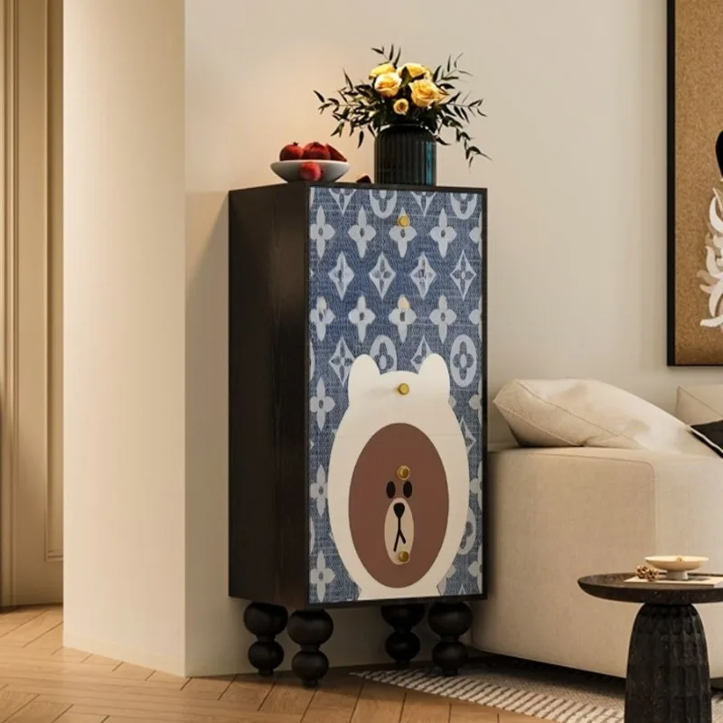 Medieval style living room chest, storage cabinet next to the sofa, walnut solid wood locker, artistic locker, complete cabinet