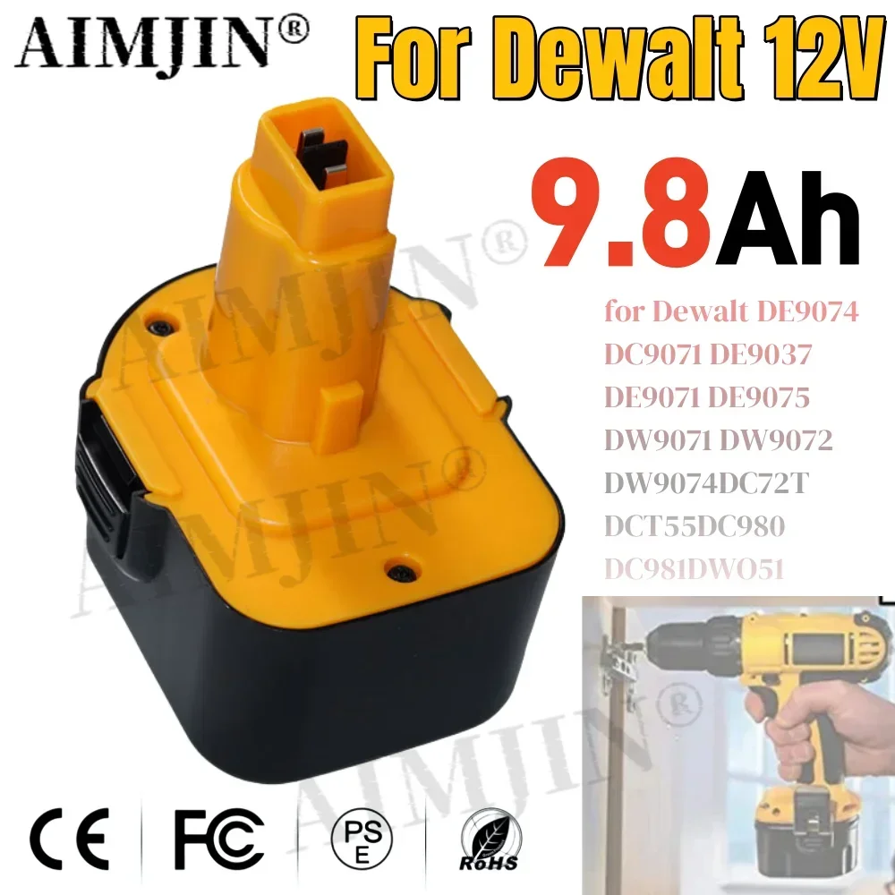 

For Dewalt 12V Battery 9.8Ah DC9071 DW9072 DW9071 DE9074 DE9037 DE9071 DE9072 DE9075 12 Volt Power Tool Battery