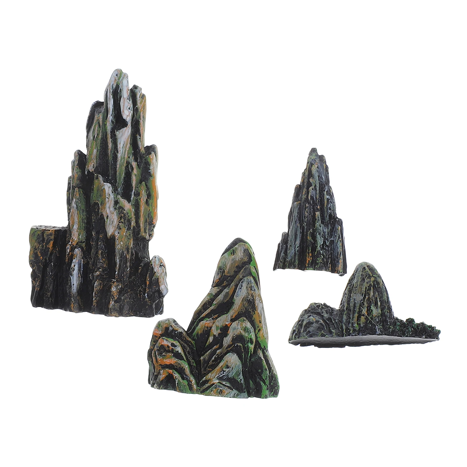 

4 pcs Miniature Landscape Decorations Resin Bonsai Rockery Accessories Terrarium Aquarium Figurines Statue Tiny