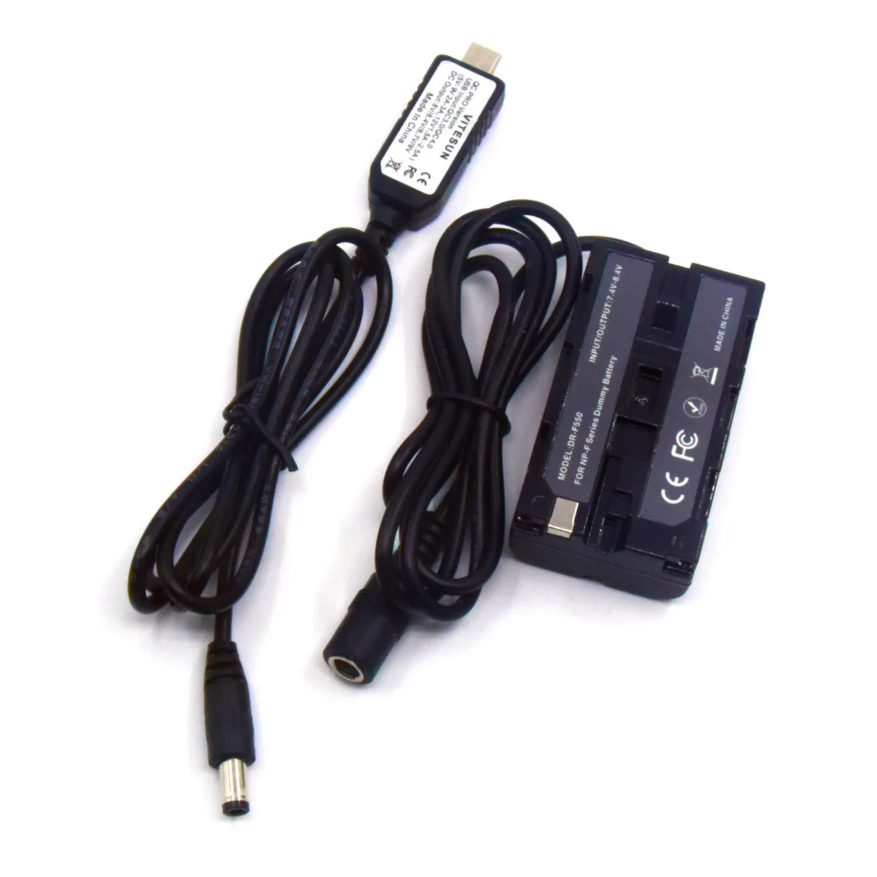 NP-F550 Dummy Battery NP-F750 NP-F960 NP-F970+USB C Power Adapter Cable For Various Video Lights Sony Camera HXR-NX5 NX100 NX200