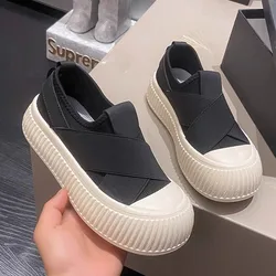 2024 Summer New Breathable Little White Shoes Women Sneakers Female Student Thick Sole Platform Shoes Casual Board Shoes