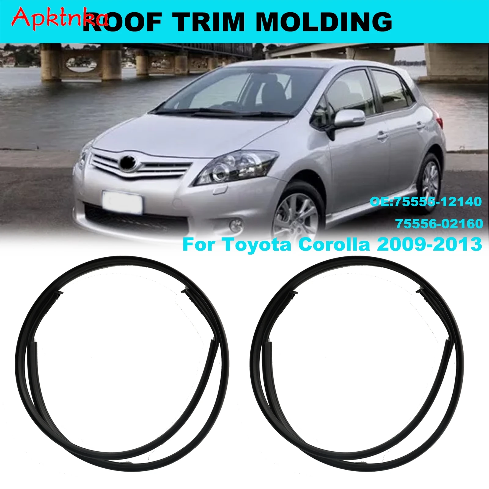 2 pçs 136cm borracha telhado do carro gotejamento acabamento guarnição moldagem tiras de vedação para toyota corolla sedan 2009 2010 2011 2012 2013 75556-02160