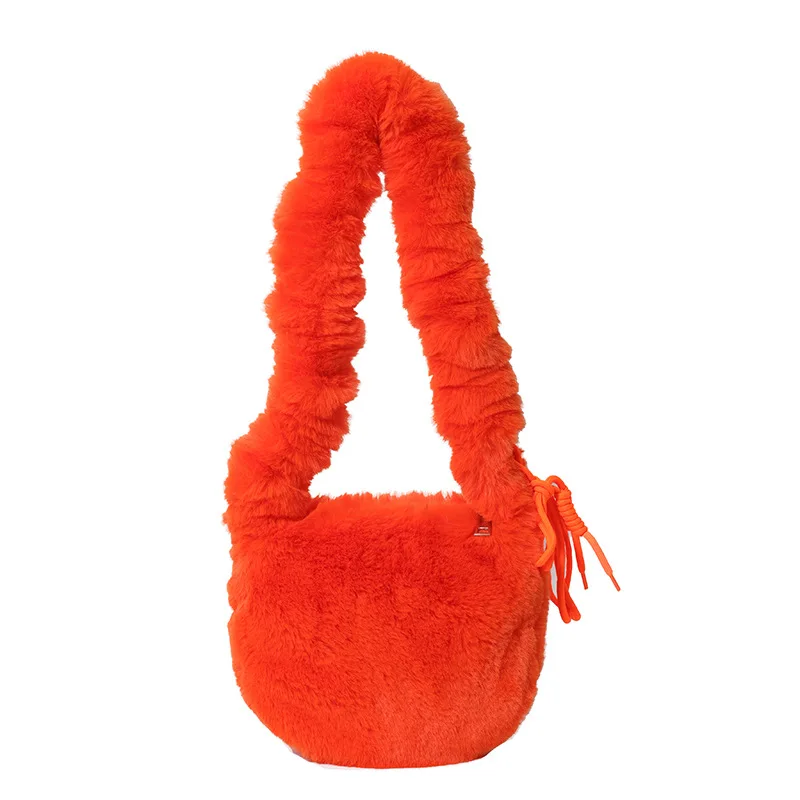 Simple Design Women Soft Plush Female Luxury Designer Winter Ladies Clutch Purse Handbag Cute Fashion Party For Underarm Bag