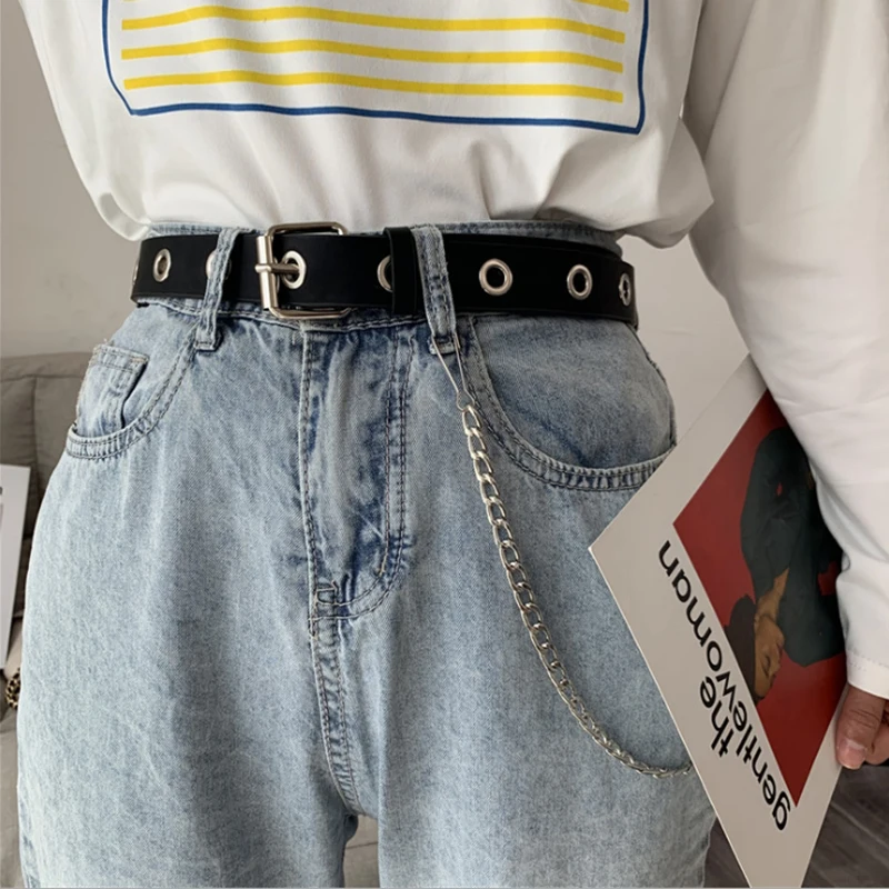 

Women Punk Chain Fashion Belt Adjustable Waistband With Eyelet Chain Belt Simple