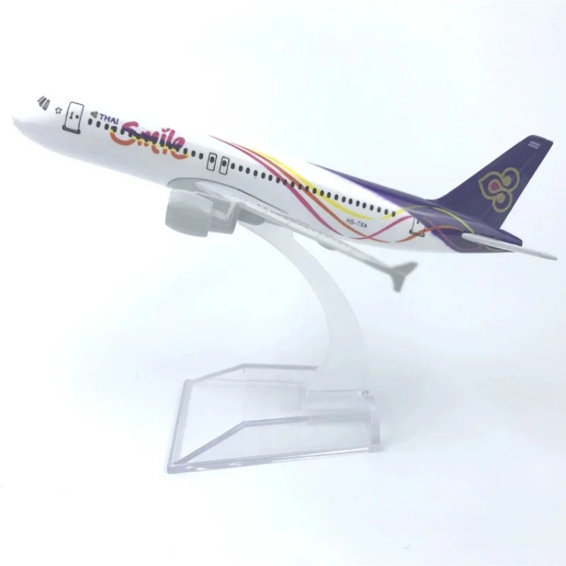 

16cm Metal Aircraft Model Replica A320 Thailand Smile Airplane Decor Toy Scale Aviation Diecast Miniature Art Office Gift