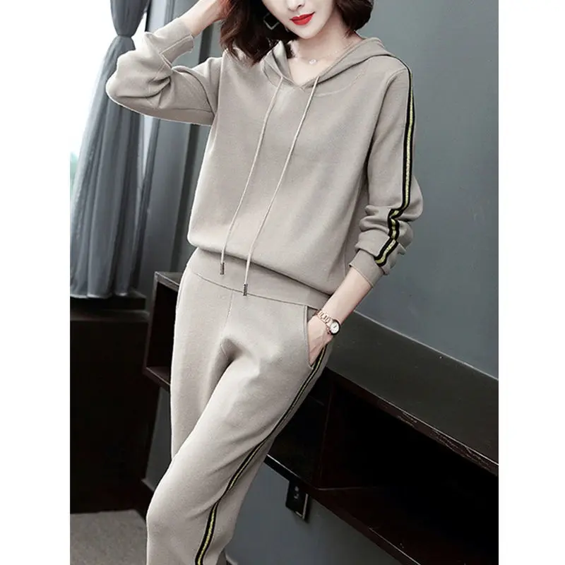 

Ladies Cotton Fashion Suit 2022 New Mother Spring and Autumn Loose Large Size Korean Version Sports Slim Sweater Casual Clothes