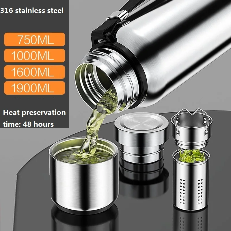 0.5-1L Tumbler Thermo Bottle Capacity Thermal Mug 316 Stainless Steel Thermal Water Bottle Cold And Hot Thermo Cup Vacuum Flask