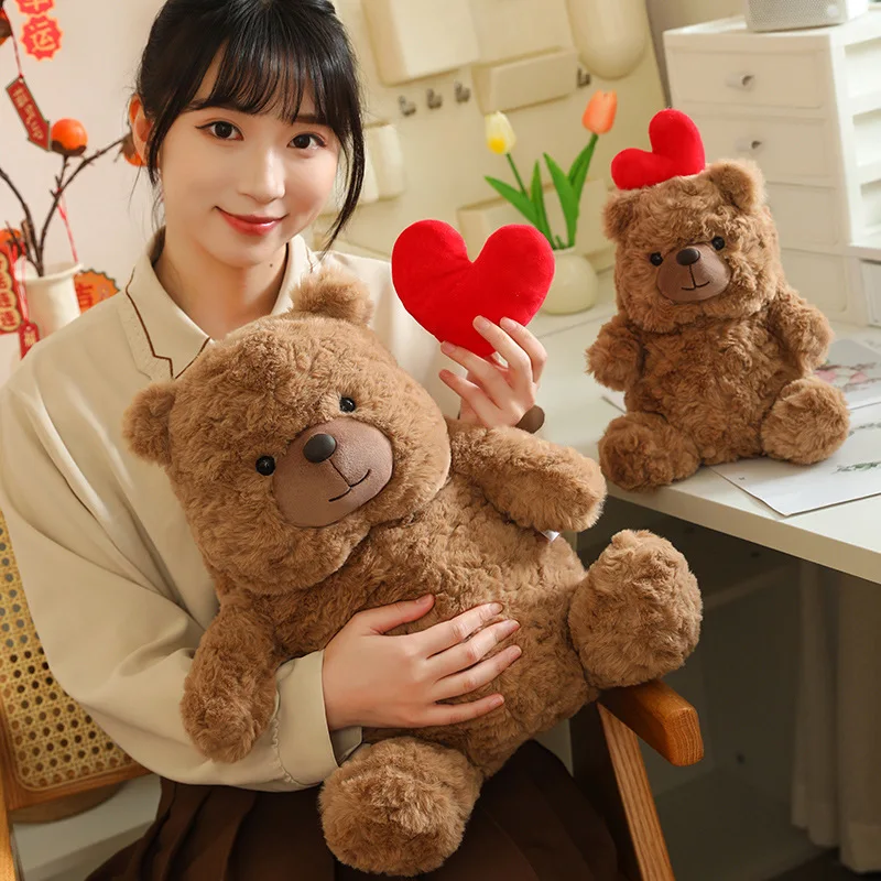 محفظة عملات معدنية دمية قطيفة من Kawaii Love Bear ، سحاب رأس قابل للفصل ، حقيبة سفر لعبة لينة ، يمكن استخدامها كدب بني