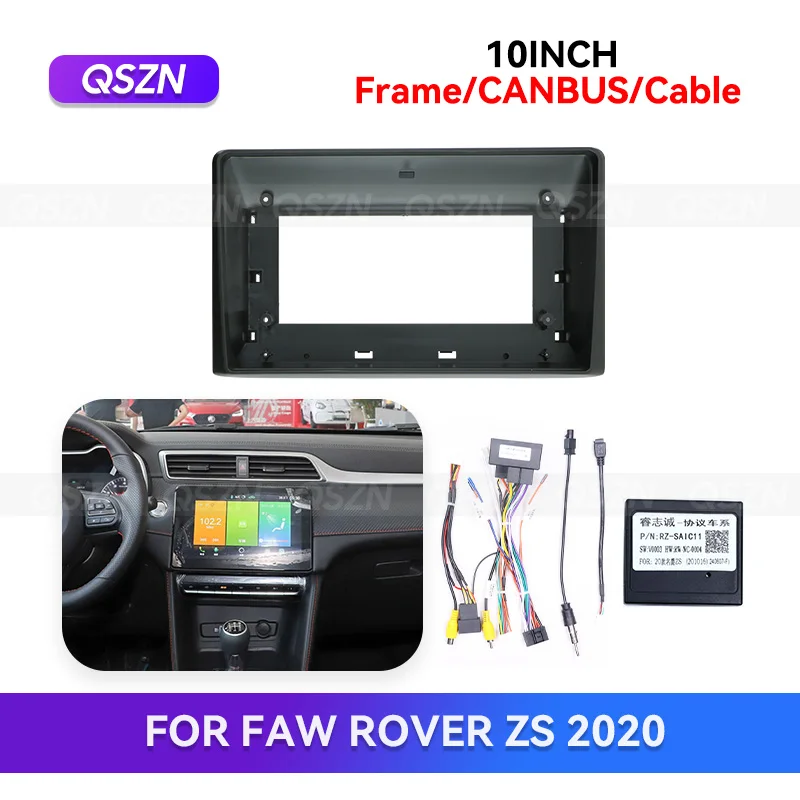 

QSZN 10-дюймовая рамка для автомагнитолы Android для SAIC ROVER ZS 2020-2022, GPS, MP4, мультимедиа, комплект проводки, блок Canbus