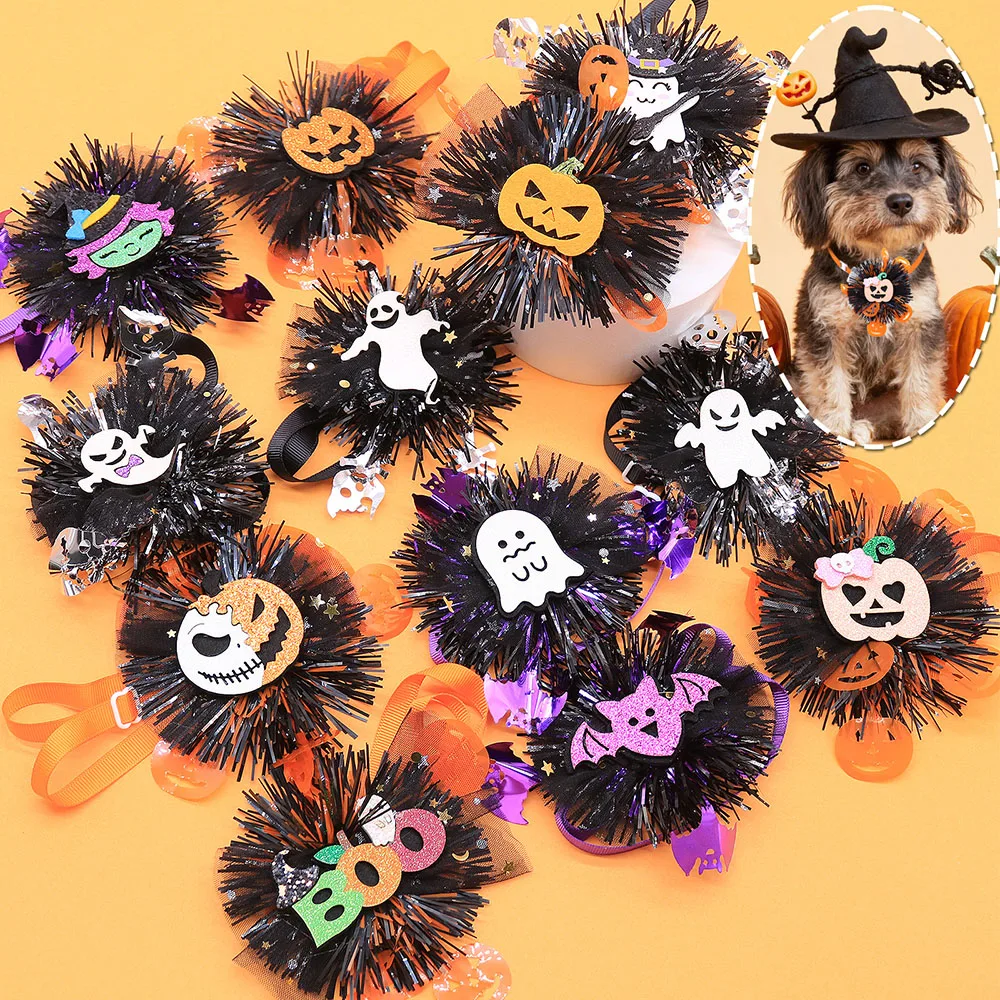 20/40PCS Handmade Lace Dog Bow Ties 2025New Adjustable Pet Dog Bowties Halloween Party Pet Neck Accessories For Dogs and Cats