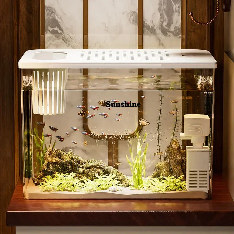 PET+ABS Fish   New Transparent with Lid Aquarium Drop Resistant Hydroponic   Turtle Tank Home  Lazy Fish