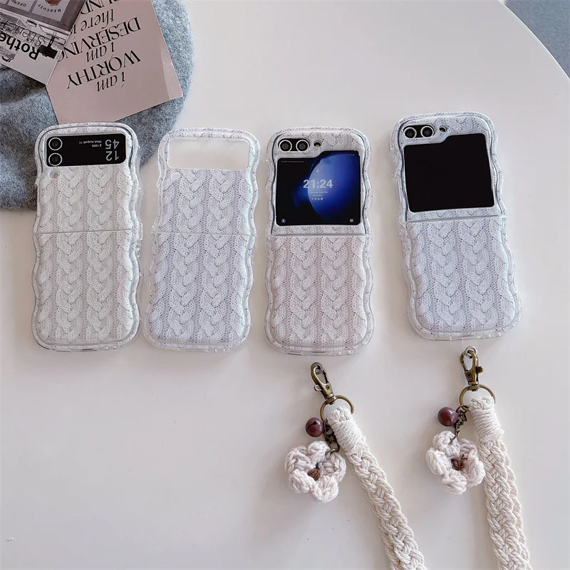 

Creative Sweater Knit Pattern Phone Case for Samsung Galaxy Z Flip 3 Z Flip 4 Z Flip 5 Hard PC Back Cover for ZFlip5 Case Shell