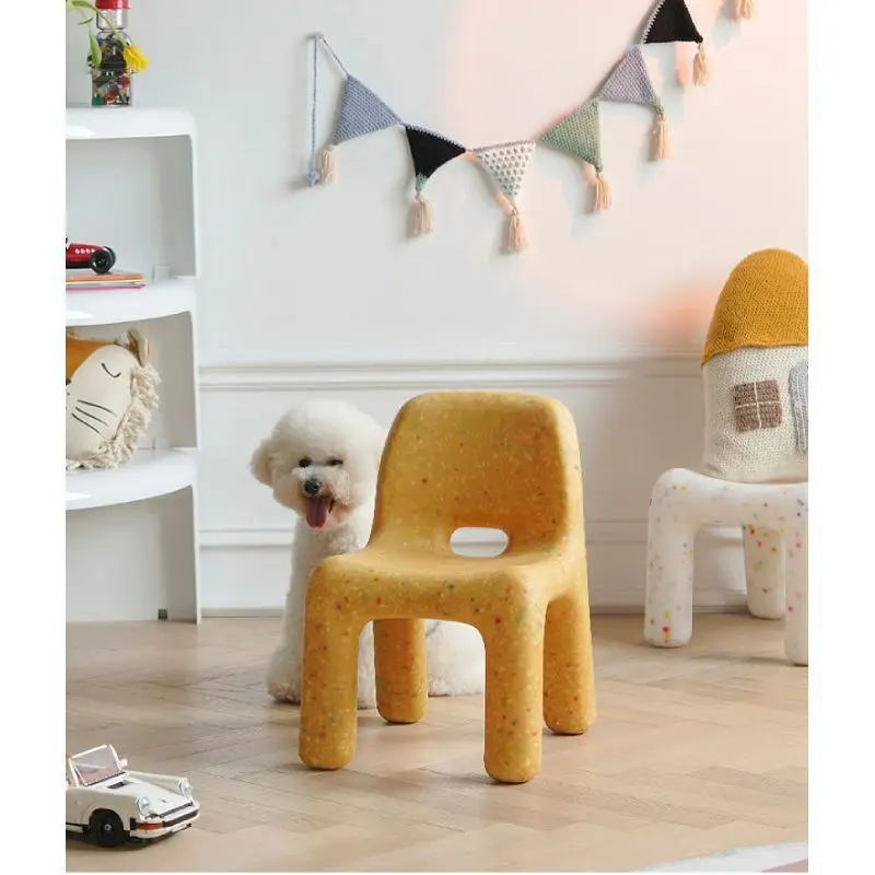 

Household Thickened Bathroom Plastic Small Stool Low Backrest Dining Chair Anti Slip Shoe Changing Stools