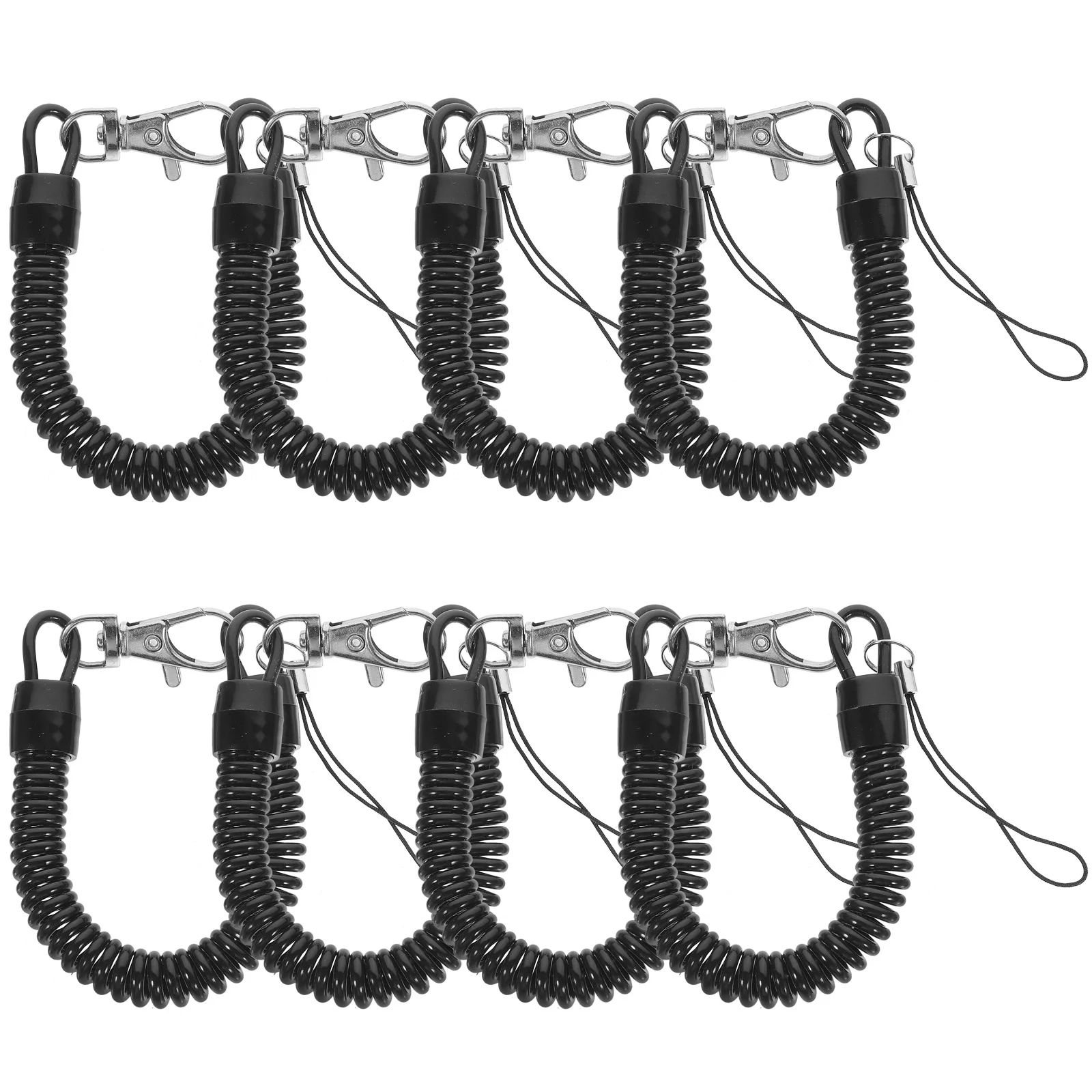 8 Pcs Cord Lanyard -lost Keychain Pendant Buckle (8pcs) Retractable Spring Coil Elastic Pvc Safety