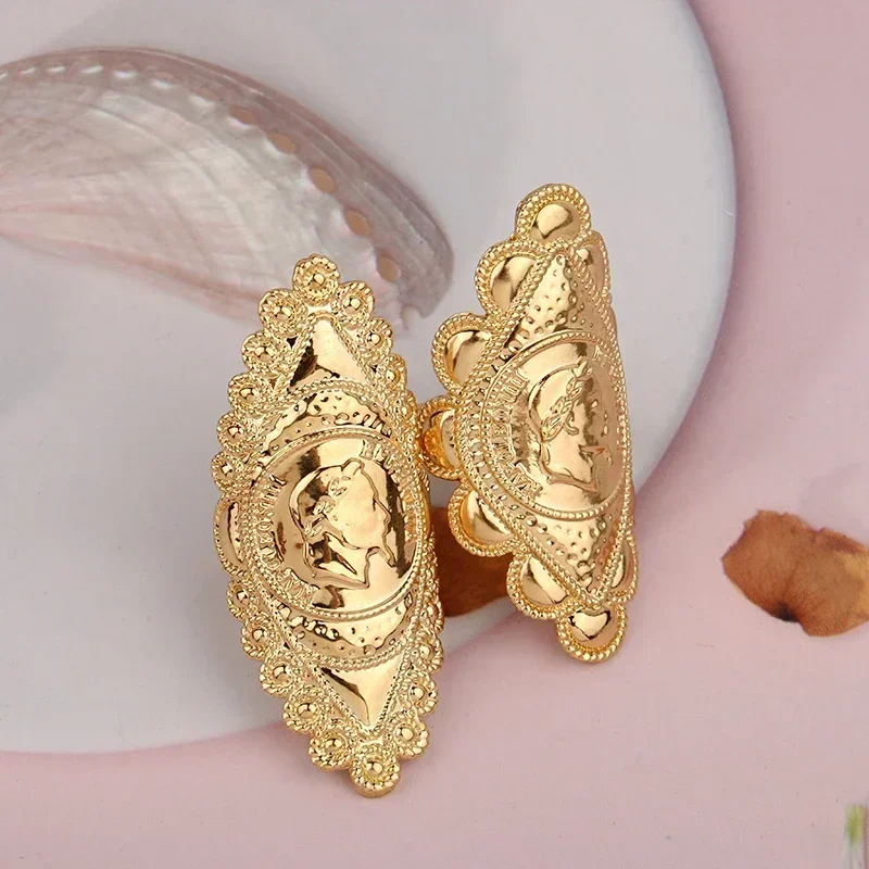 Anillos grandes De moneda De Napoleón Retro chapados en oro, joyería De moda europea Unisex, Anillos étnicos De boda, Grandes De Mujer