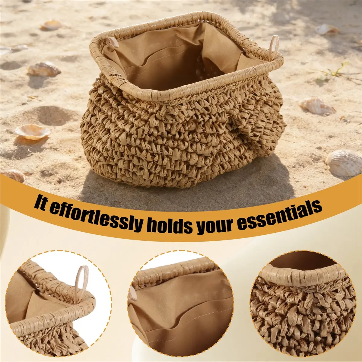 L! DT596^Straw Purse for Women Cloud Dumpling Pouch Straw Crossbody Shoulder Handbag Summer Beach Woven Bag