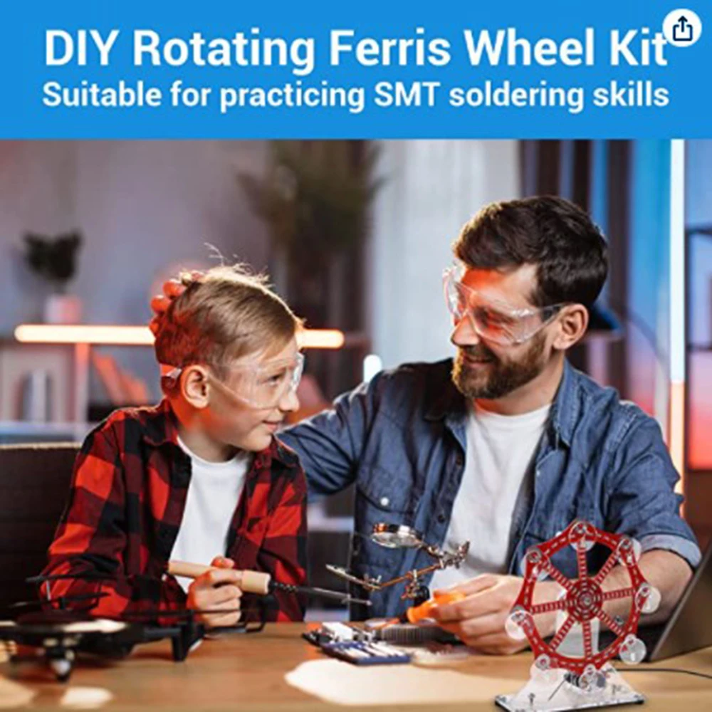 DIY Ferris Wheel Soldering Project Kit Colorful LED Lights SMD SMT Practice Kit Rotating LED for Students and DIYers Practicing