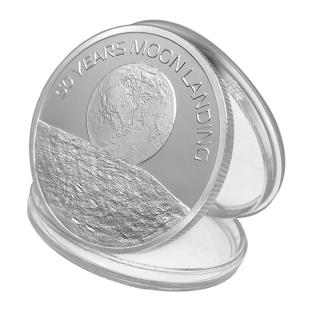 Commemorative Coin Genuine Look Antique Silver Coin Alloy Moon Landing Souvenir for Collectors and Friends