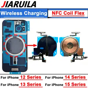 Bilashmart Wireless Charging NFC Chip Coil With Sticker Power Button Volume Button Flex Cable iPhone 15 14 Plus 13 Mini 12 Pro Max